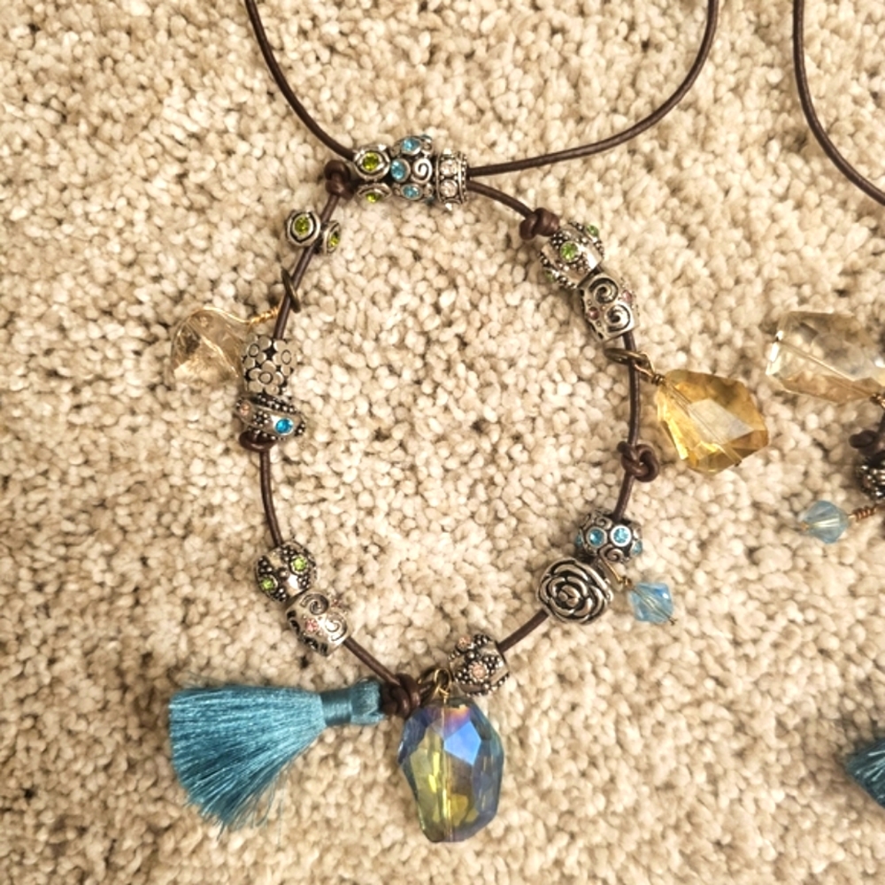Boot JEWELRY Sparkly Crystal Tassle on Leather Boot Bracelet Anklet - Picture 8 of 8